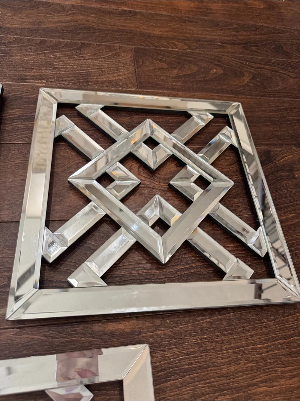Modern Silver Geometric Wall Decor Set of 3